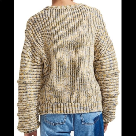 Maje Maous Yellow Multi Marled Crewneck Chunky Ribbed Knit Oversized Sweater - Picture 3 of 8